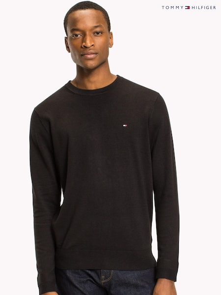 Negru - Pulover pe gât Tommy Hilfiger Core bumbac și mătase (407265) | 417 LEI