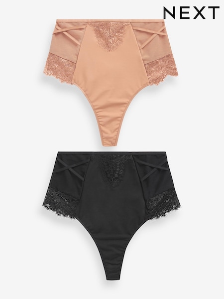 Schwarz & Nude - Tummy Control Lace Knickers 2 Pack (407525) | 22 €
