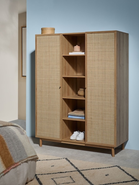 MADE.COM Oak Effect Pavia Rattan Triple Wardrobe (407804) | €882