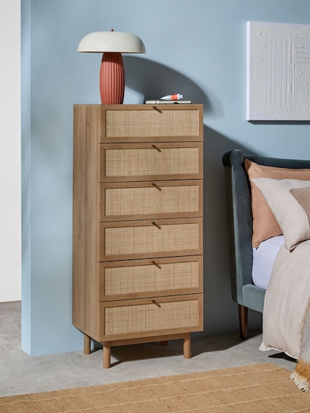 MADE.COM Oak Effect 1 Pavia Rattan 6 Drawer Chest of Drawers (407818) | €503