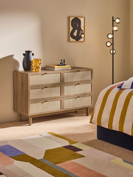 MADE.COM Oak Effect 2 Pavia Rattan 6 Drawer Wide Chest of Drawers (407838) | €631