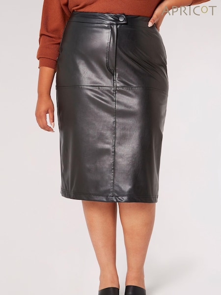 Apricot Black Faux Leather Look Midi Skirt (407874) | €15.50