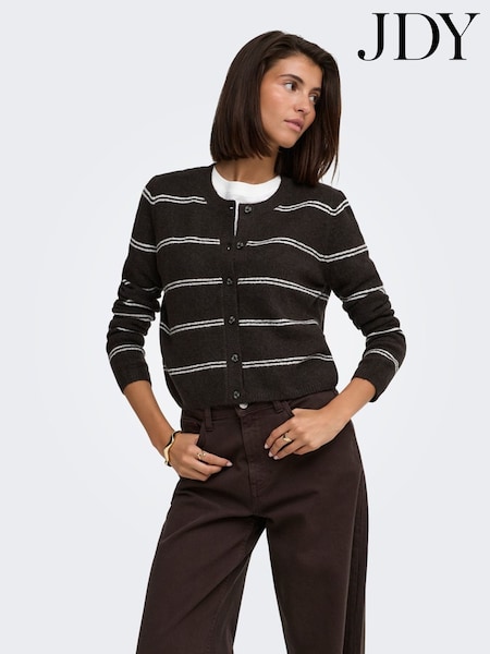 Brown - Jdy Knitted Button Down Short Cardigan