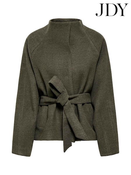 Green - Jdy Belted High-neck Jacket