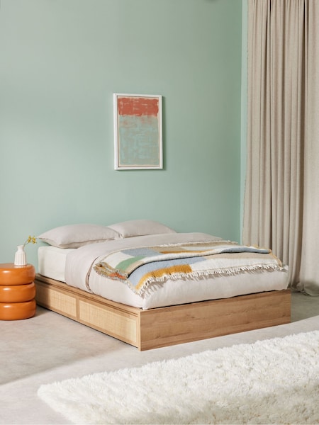 MADE.COM Oak Effect Pavia Rattan Storage Bed (408330) | €821 - €948