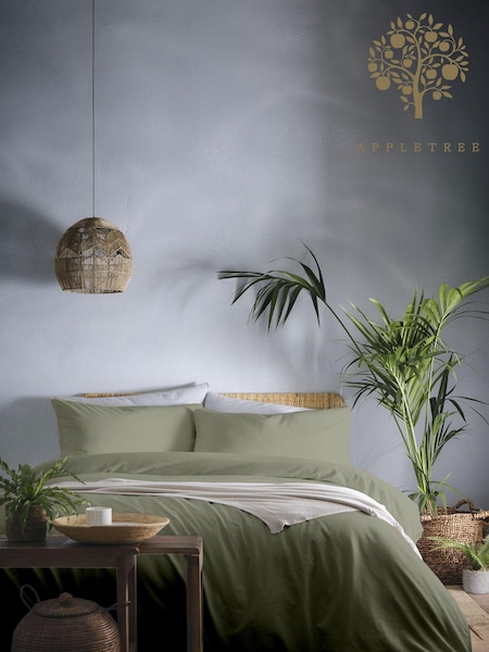 Appletree Green Cassia Washed 100% Cotton Duvet Cover and Pillowcase Set (408793) | 158 QAR - 272 QAR