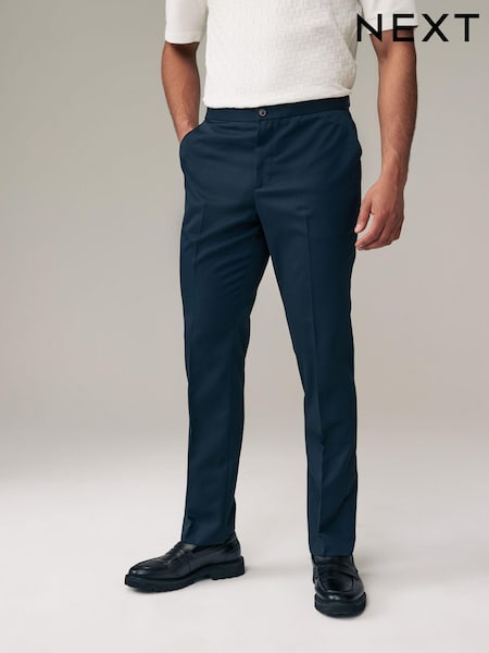 Navy Blue Slim Fit Smart Twill Side Adjuster Trousers (408857) | € 10