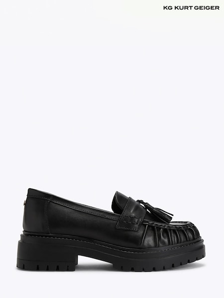 أسود - Kg Kurt Geiger Tasha Leather Tassel Loafer Shoes