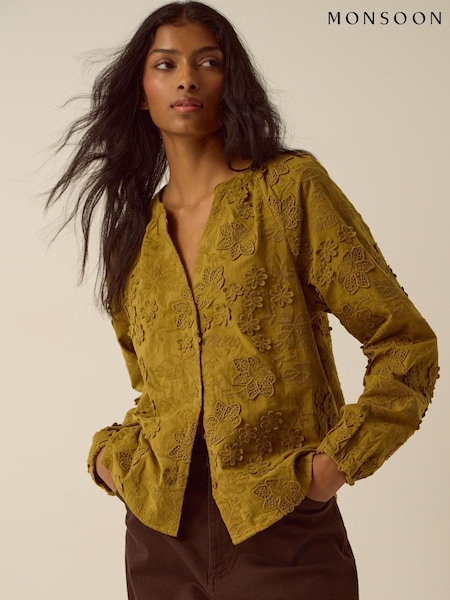 Green - Monsoon Luci Floral Embroidered Shirt