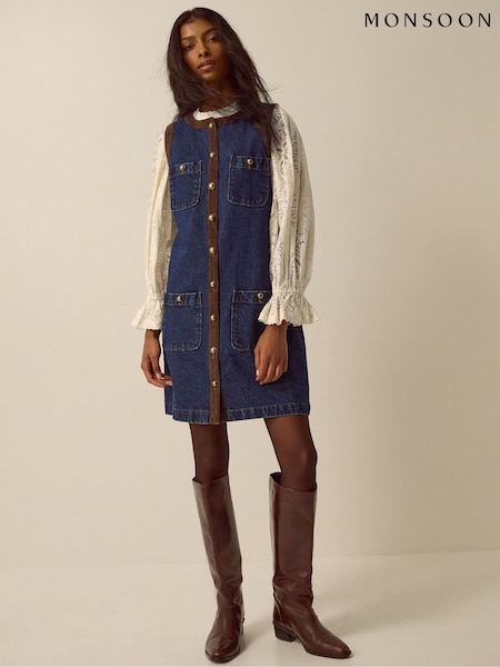 ლურჯი - Monsoon Hanna Denim Mini Shift Dress