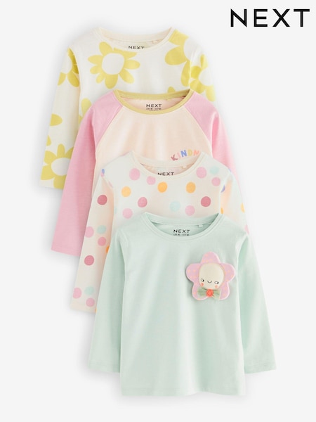 Bright Green 100% Cotton Long Sleeve T-Shirts 4 Pack (3mths-7yrs) (409214) | AED74 - AED88