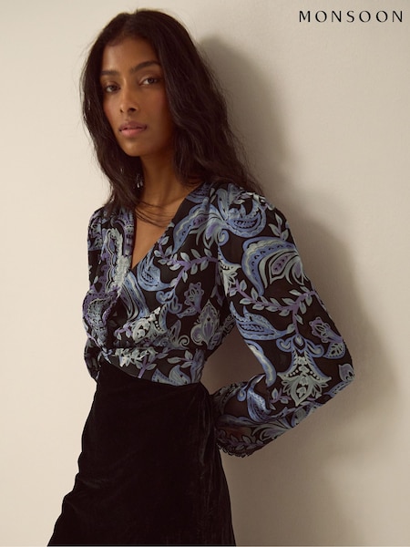Чорний - Monsoon Claudia Floral Devoré Midi Dress