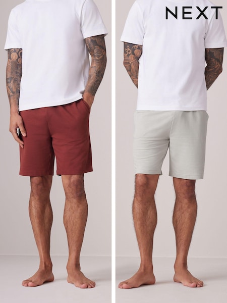 Stone/Orange 100% Cotton Lightweight Joggers Shorts 2 Pack (409672) | €12