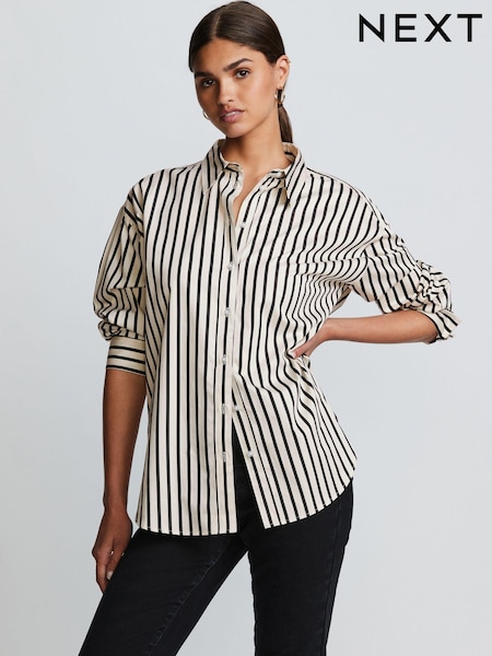 أسود/أبيض مقلم - Oversized Shirt (409947) | ‏71 د.إ.‏