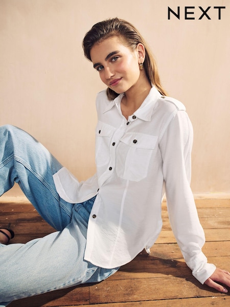 Blanc - Manches longues Utility Pocket Shirt (409959) | € 5