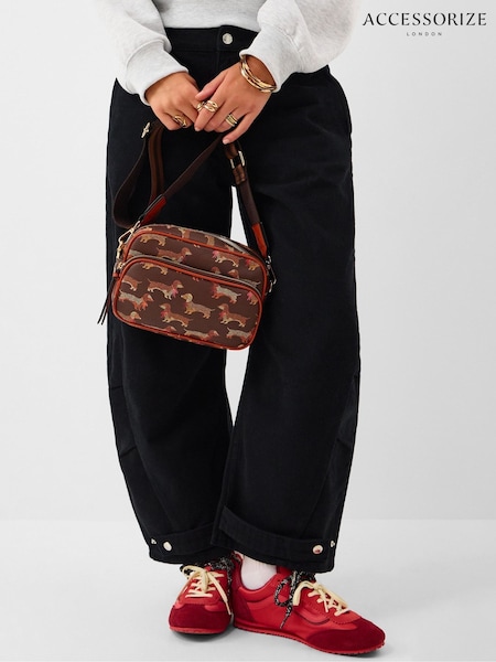 Brown - Accessorize Sausage Dog Cross-body Bag
