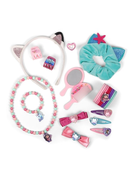 Purple - Gabby’s Dollhouse Girls’ Hair Accessories And Jewellery Gift Set With Headband, Clips, Scrunchie, Necklace, Bracelet, Mirror