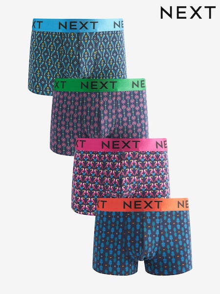 Navy Blue Bird Pattern Geo Hipsters Boxers 4 Pack (410866) | AZN 53