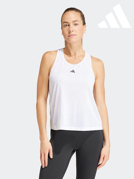 adidas White Train Essentials Minimal Branding Racerback Tank Top (410963) | €28
