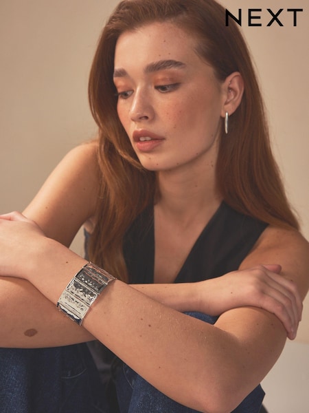 Silver Tone Panel Stretch Bracelet (411032) | €7