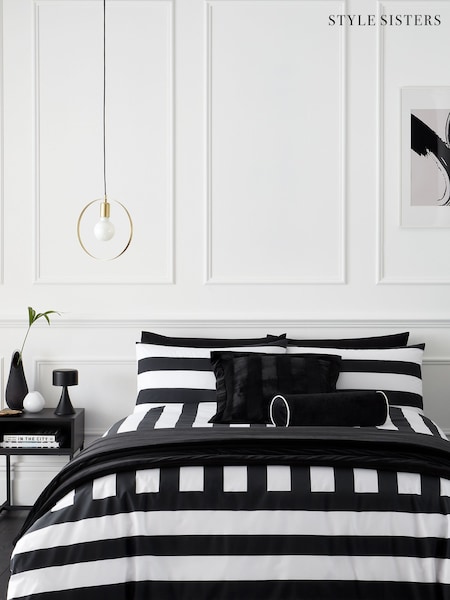 Style Sisters Black Bold Stripe Pure 100% Cotton Duvet Cover Set (411295) | €40 - €81