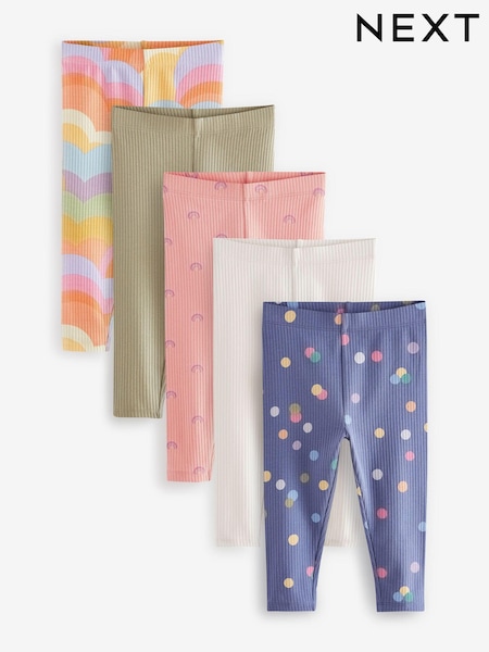 Orange Ribbed Leggings 5 Pack (3mths-7yrs) (411449) | €26 - €31