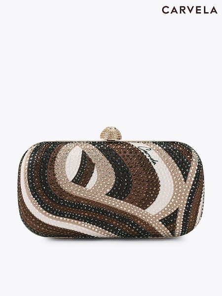 브라운/화이트 - Carvela Cecilia Embellished Clutch Bag
