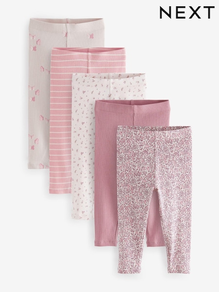 Pink Ribbed Leggings 5 Pack (3mths-7yrs) (411461) | $36 - $43