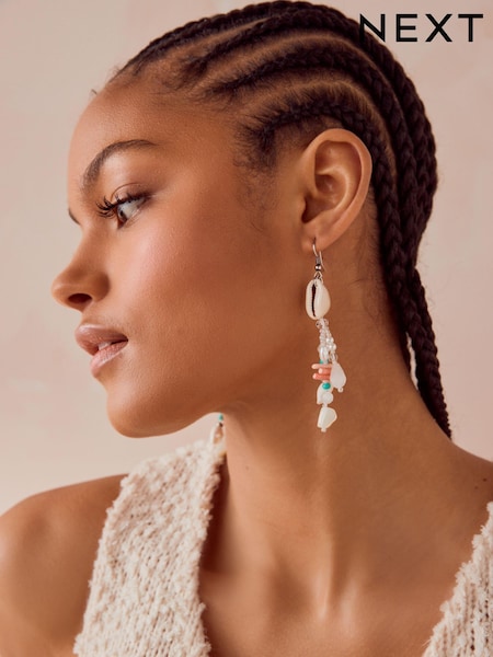 White Shell Drop Tassel Earrings (411602) | €8