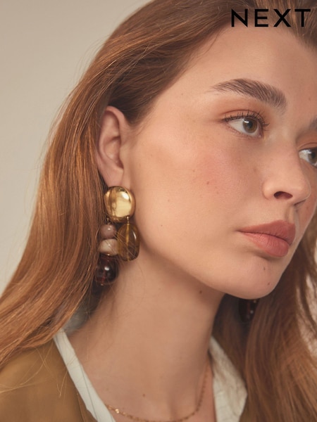 Amber Orange Chunky Resin Drop Earrings (411719) | € 12