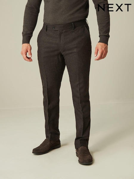 Brown Slim Wool Blend Donegal Suit: Trousers (411914) | € 17