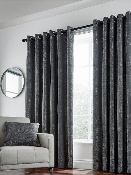 Helena Springfield Gunmetal Grey Roma Lined Eyelet Curtains (412004) | €116 - €171