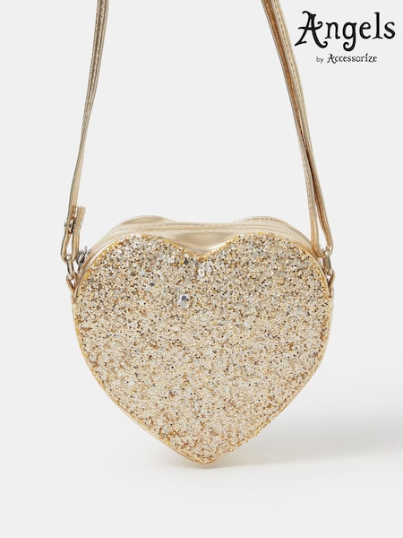 ذهبي - Angels By Accessorize Glitter Metallic Heart Bag