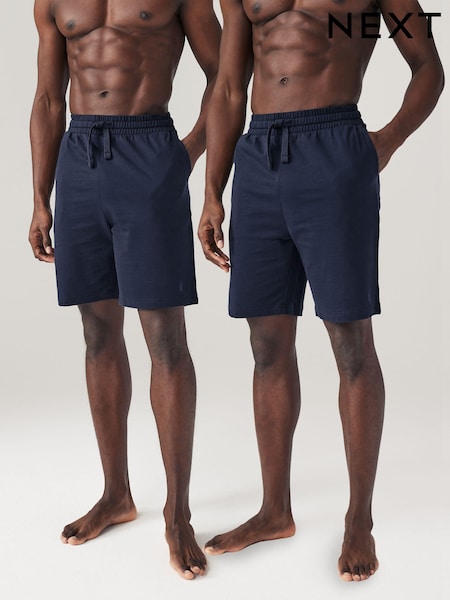 Navy Blue 100% Cotton Lightweight Joggers Shorts 2 Pack (412595) | €13