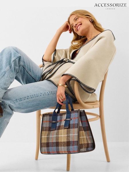 Red - Accessorize Check Print Handheld Bag
