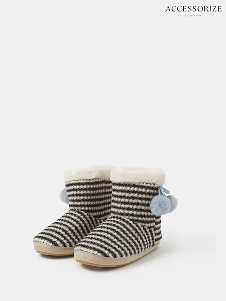 Czarny - Accessorize Knitted Stripe Boot Slippers