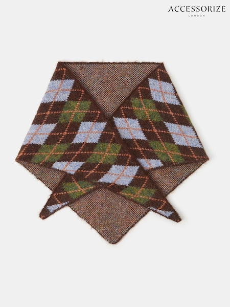 Braun - Accessorize Argyle Knitted Triangle Scarf