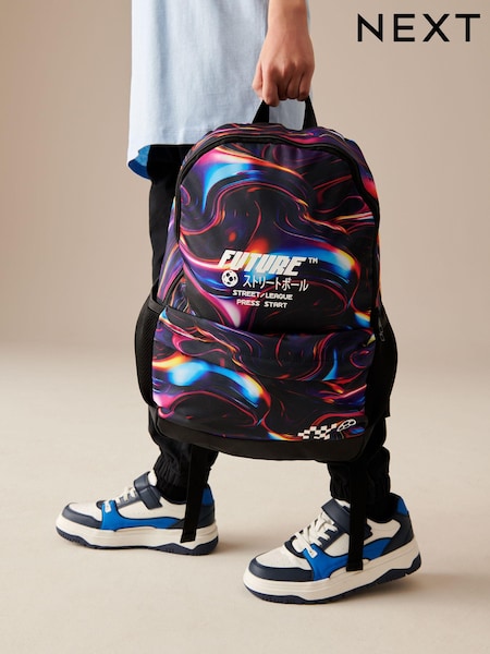 Purple Glitch Print Printed Backpack (412959) | AED78