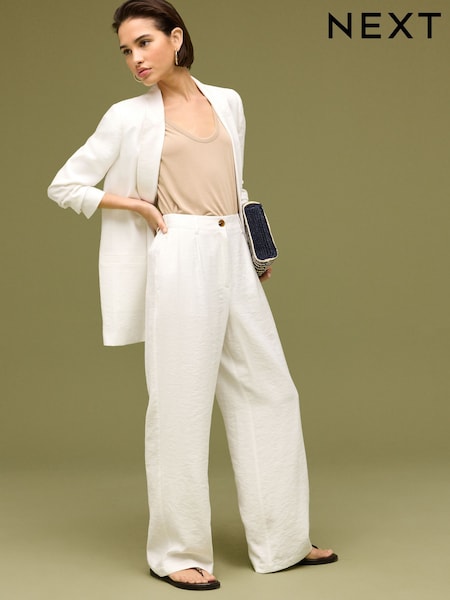White Elasticated Back Wide Leg Trousers (413058) | €12