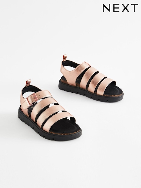Rose Gold Chunky Corkbed Sandals (413117) | AED61 - AED78