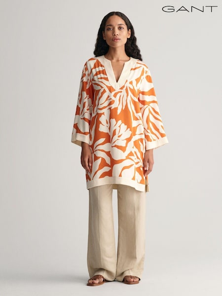 GANT Orange Magnolia Print Shirt Dress (413283) | €134