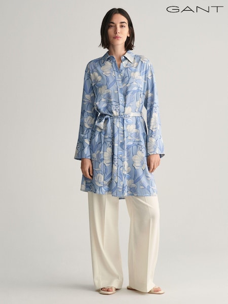 GANT Blue Magnolia Print Shirt Dress (413534) | €134