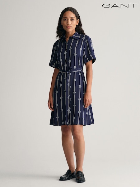 GANT Blue Printed Short Sleeve Shirt Dress (413620) | €134