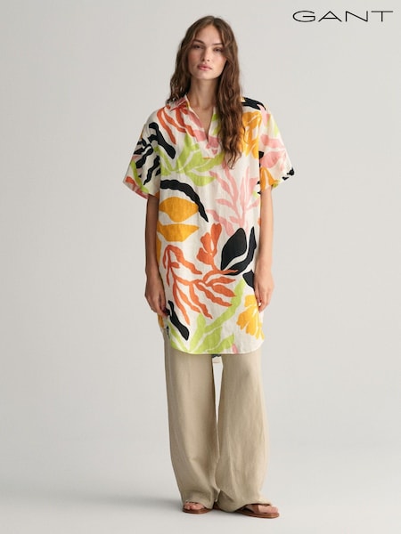 GANT Palm Print 100% Linen Short Sleeve Kaftan Dress (413672) | 115 €