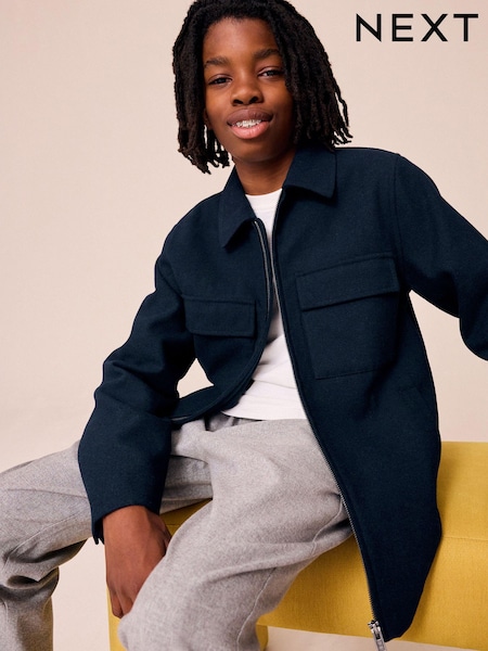 أزرق داكن - Wool Blend Smart Shacket (3-16yrs) (414261) | ‏114 د.إ.‏ - ‏ 149‏ د.إ.