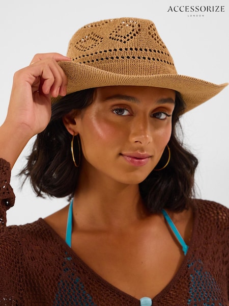 Natural - Accessorize Woven Packable Stetson Hat