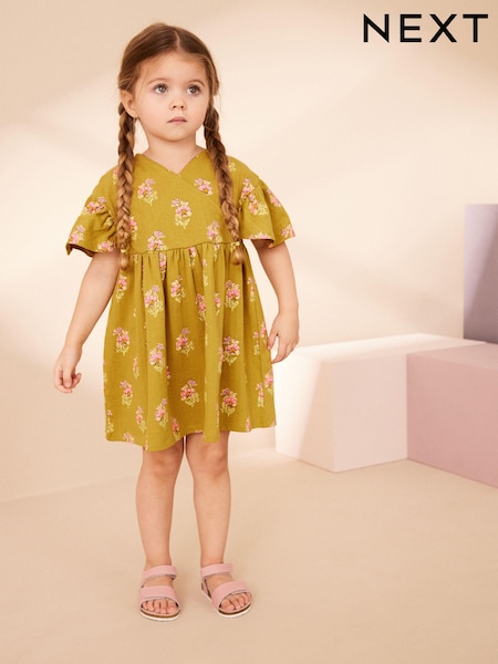 Green Floral Wrap Jersey Dress (3mths-7yrs) (414431) | €5.50 - €7