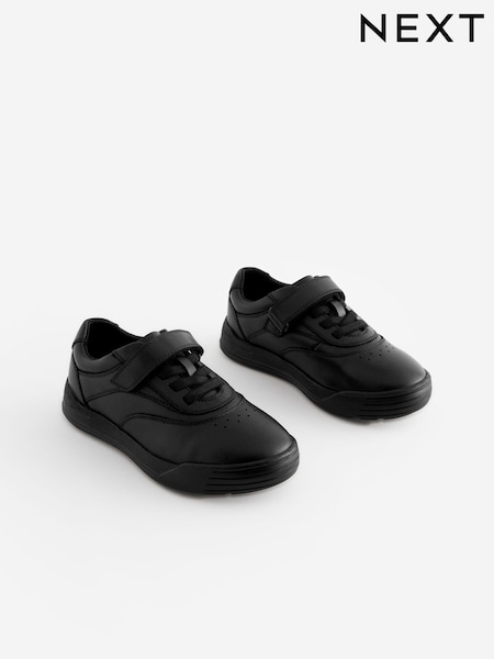 Schwarz - School Leather Elastic Lace Shoes (414496) | 30 € - 36 €