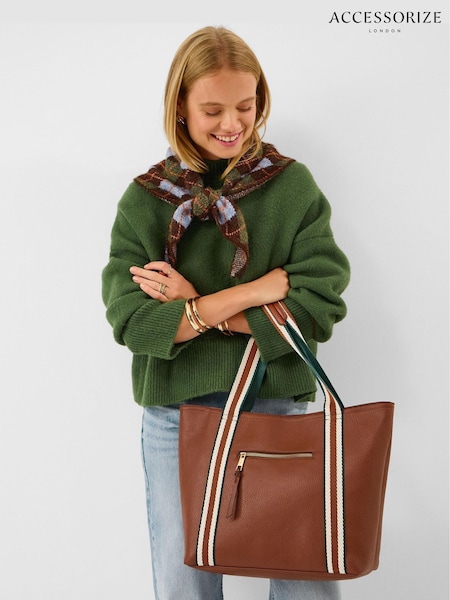 Brun - Accessorize Totes-veske med båndstropp