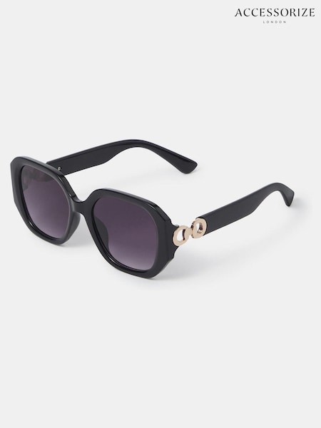Negro - Accessorize Oversized Geometric Sunglasses
